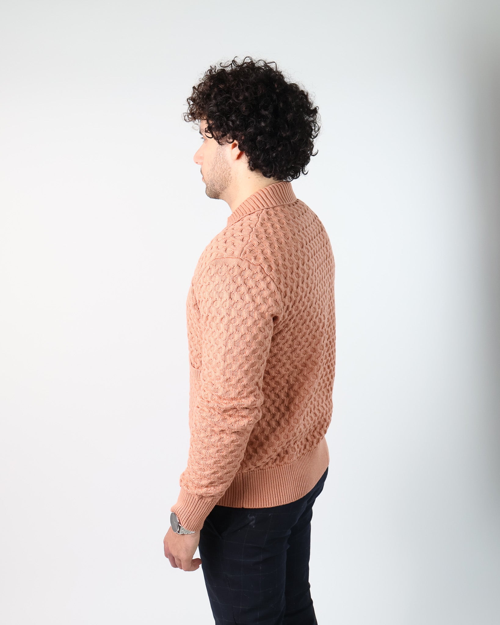 Beige Waffle-Knit Sweater