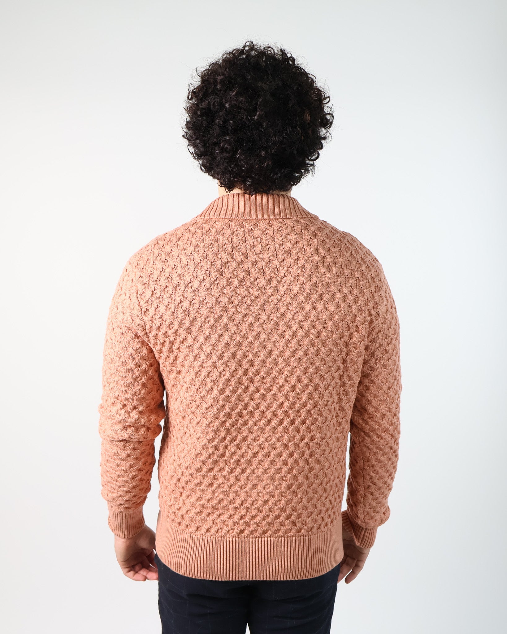 Beige Waffle-Knit Sweater