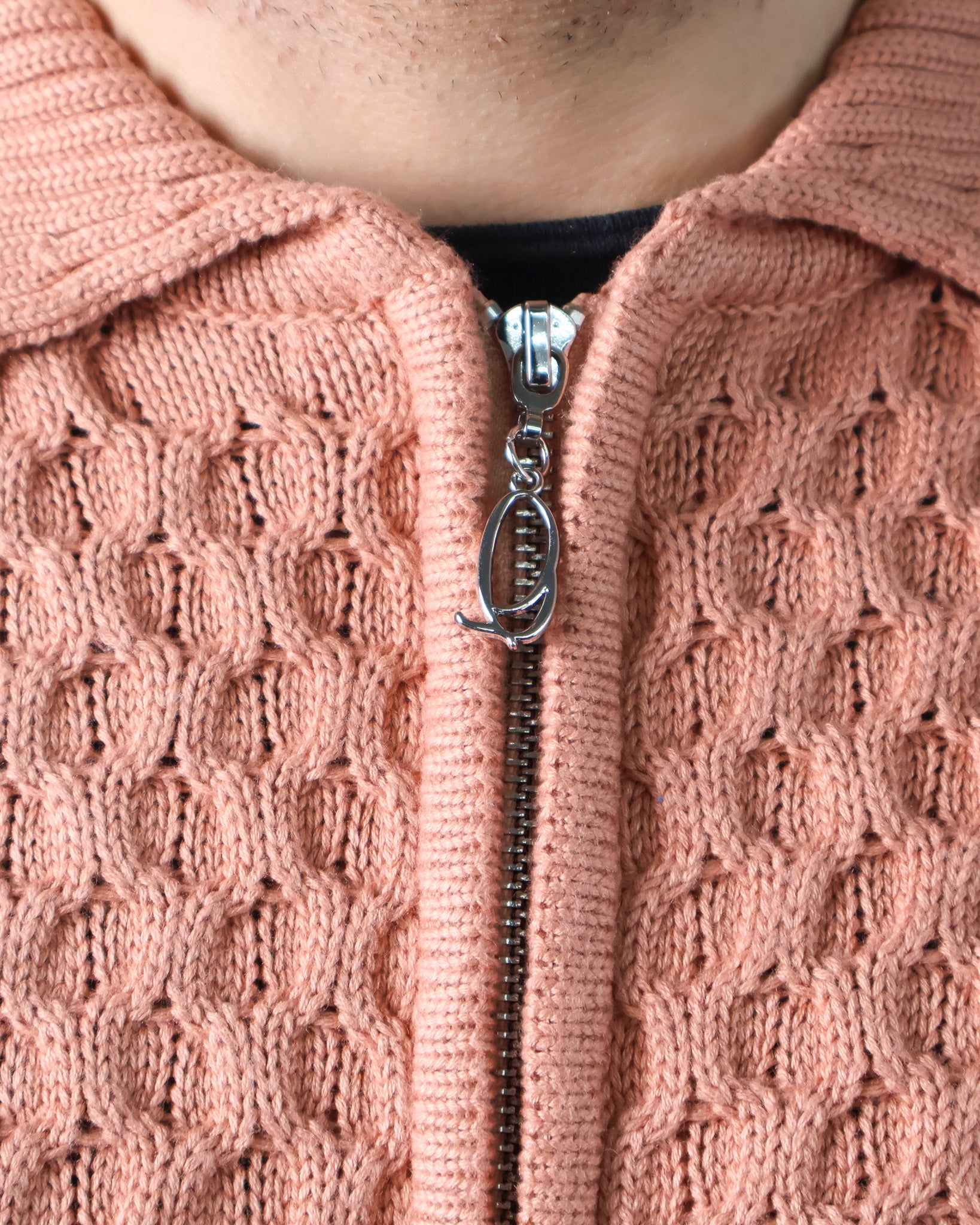 Beige Waffle-Knit Sweater