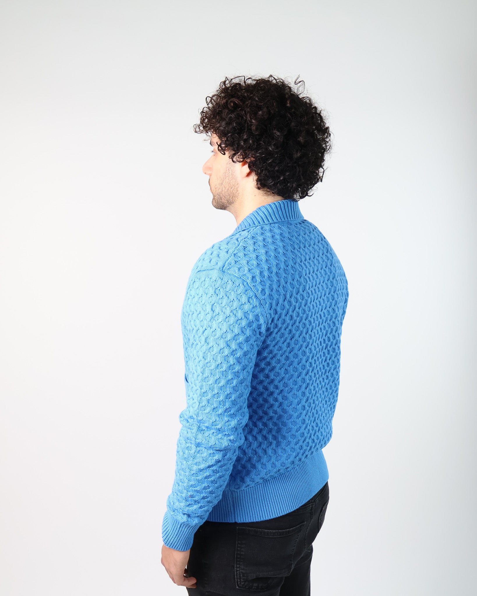 Aquamarine Waffle-Knit Sweater