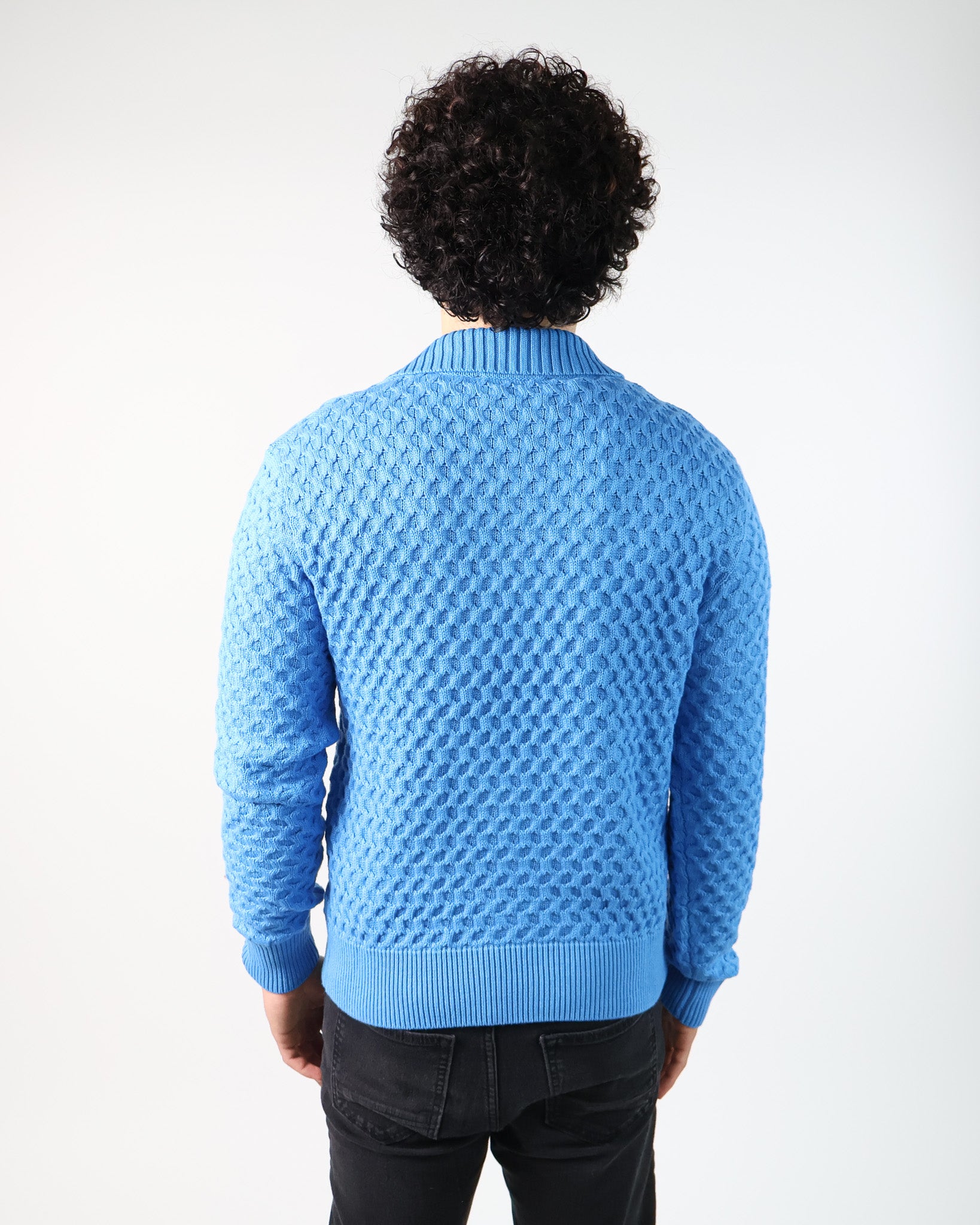 Aquamarine Waffle-Knit Sweater