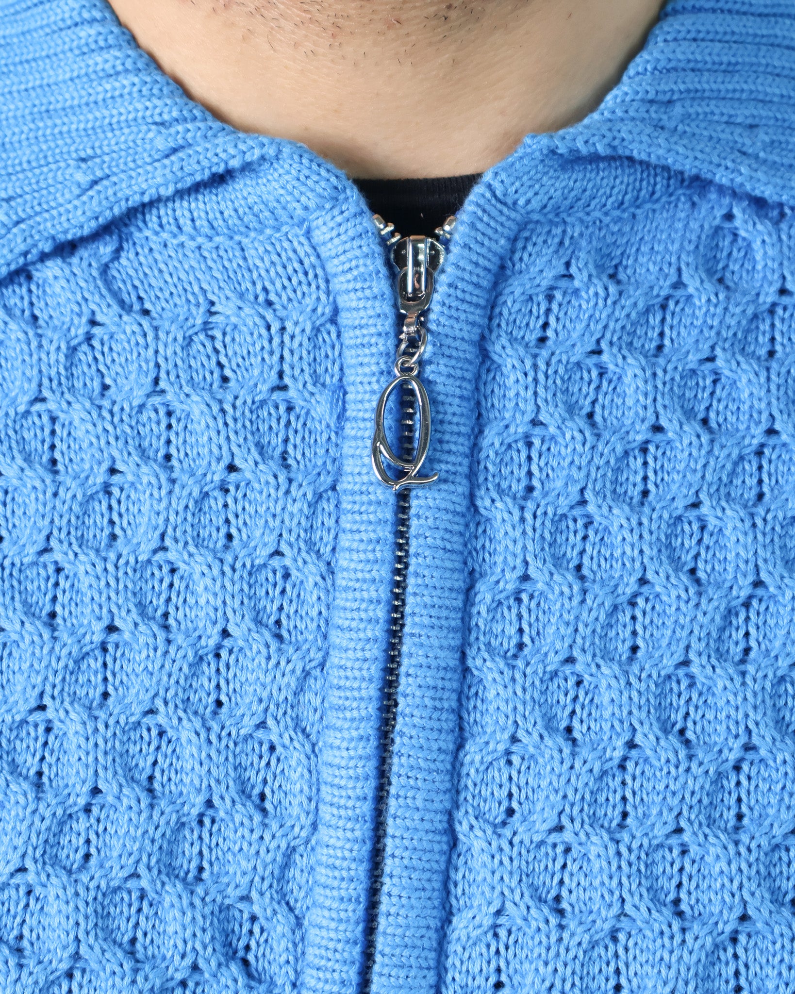 Aquamarine Waffle-Knit Sweater
